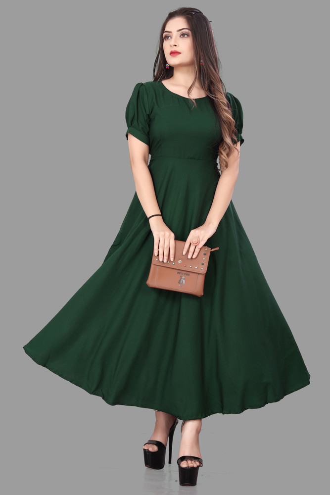 ZOPDI Women Fit and Flare Dark Green Dress Buy ZOPDI Women Fit