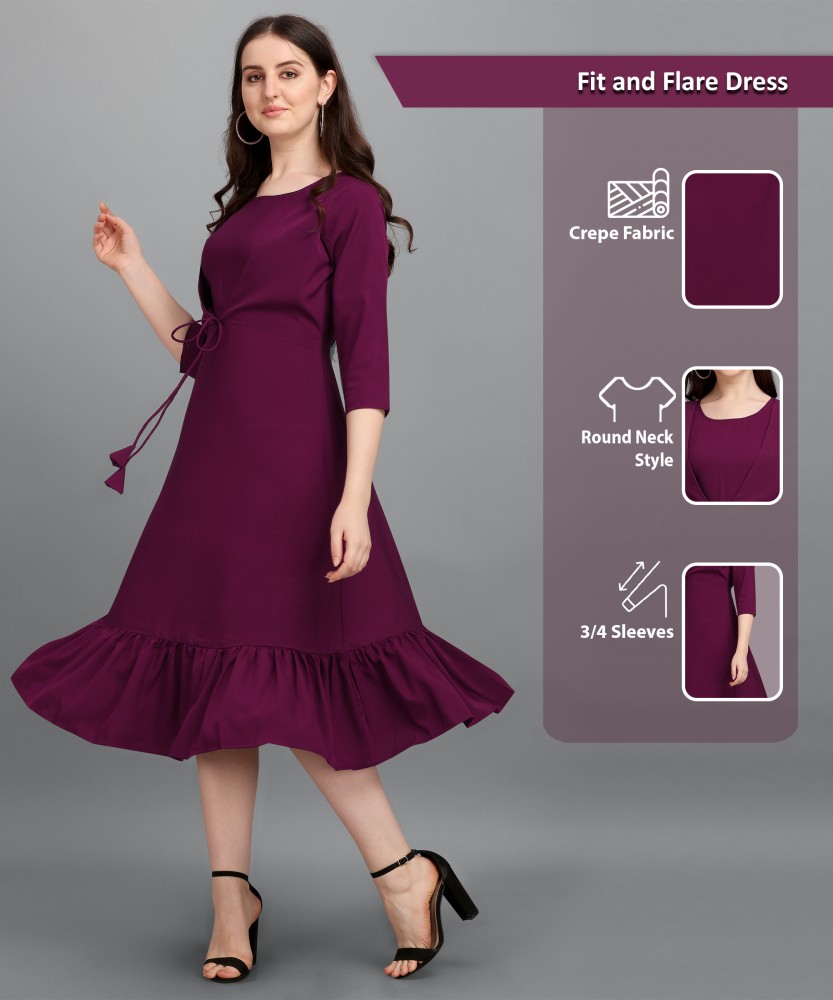 Purple fit and on sale flare cocktail dress