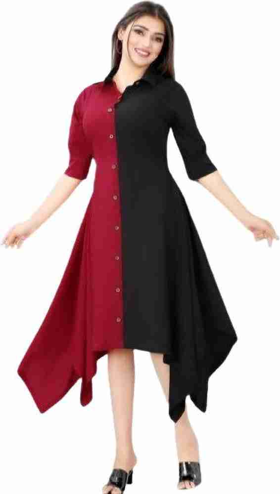Red black dress design sale