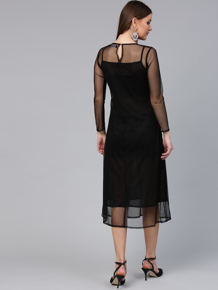 SASSAFRAS Women Sheath Black Dress - Buy SASSAFRAS Women Sheath Black Dress  Online at Best Prices in India