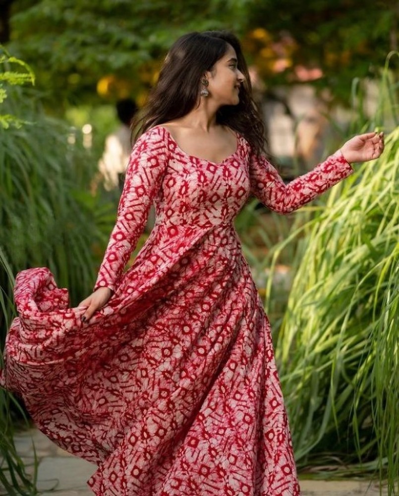Buy Ivory Vasansi Silk Printed Anarkali Gown Online  Vasansi Jaipur