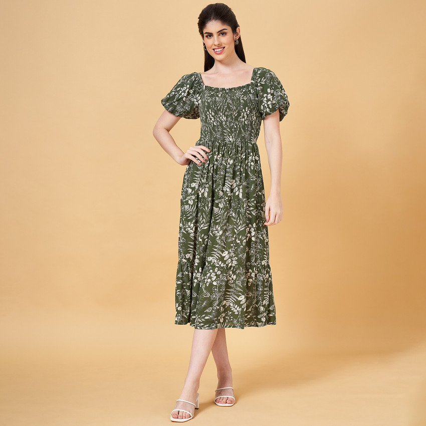 Honey By Pantaloons Women Tiered Dark Green Dress Buy Honey By Pantaloons Women Tiered Dark Green Dress Online at Best Prices in India Flipkart