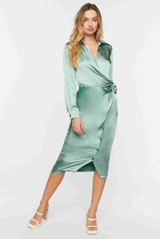 Forever 21 green wrap dress outlet