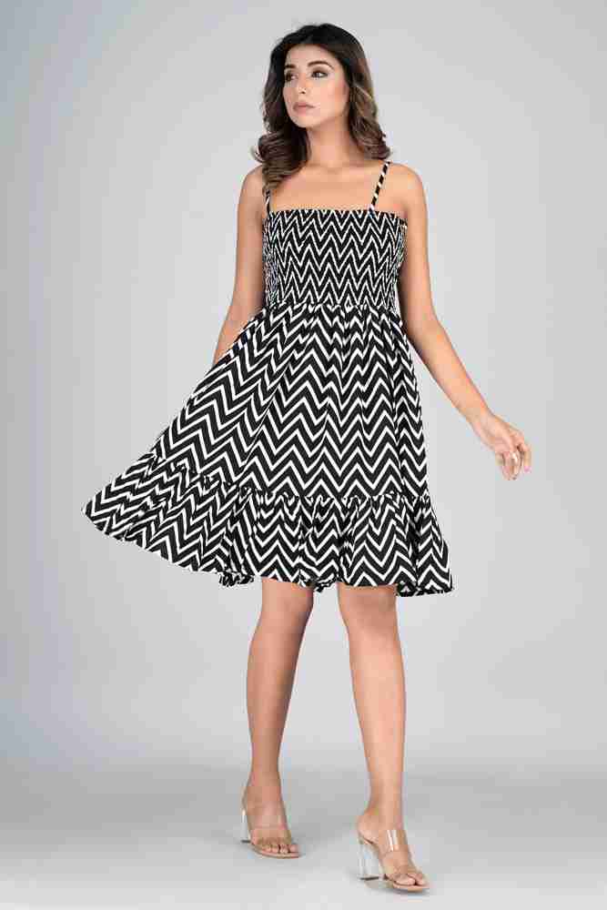 HASHTAG 18 Women A line Black White Dress Buy HASHTAG 18 Women A line Black White Dress Online at Best Prices in India Flipkart
