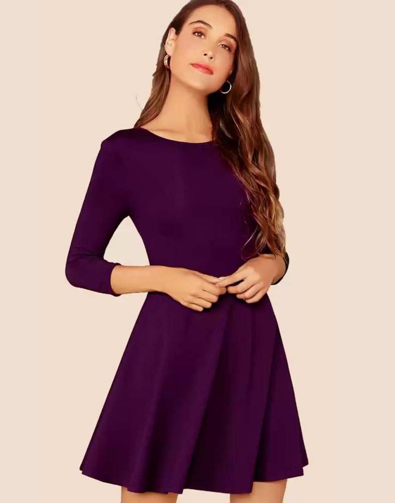 Purple skater clearance dress long sleeve