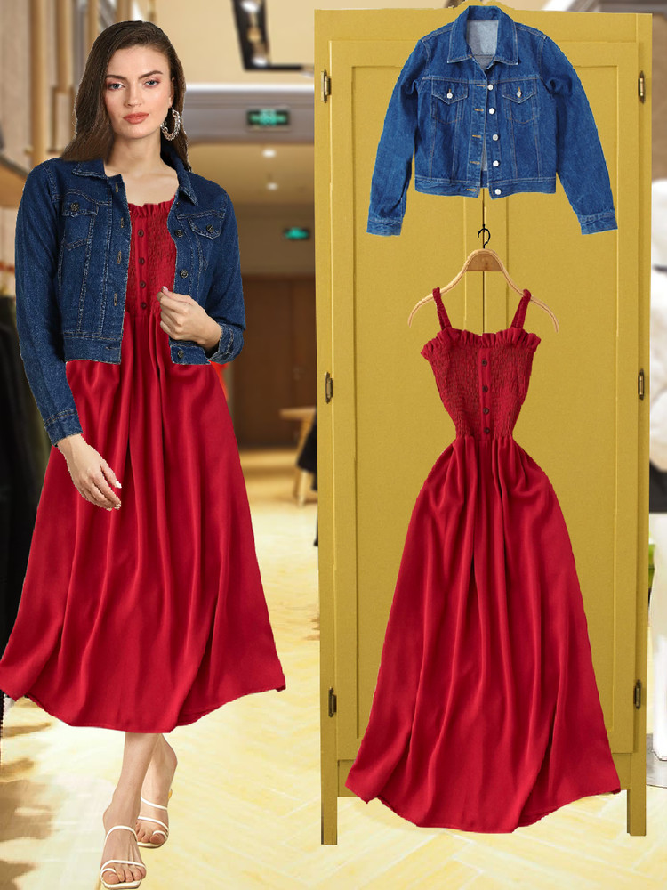 Red dress with jacket outlet