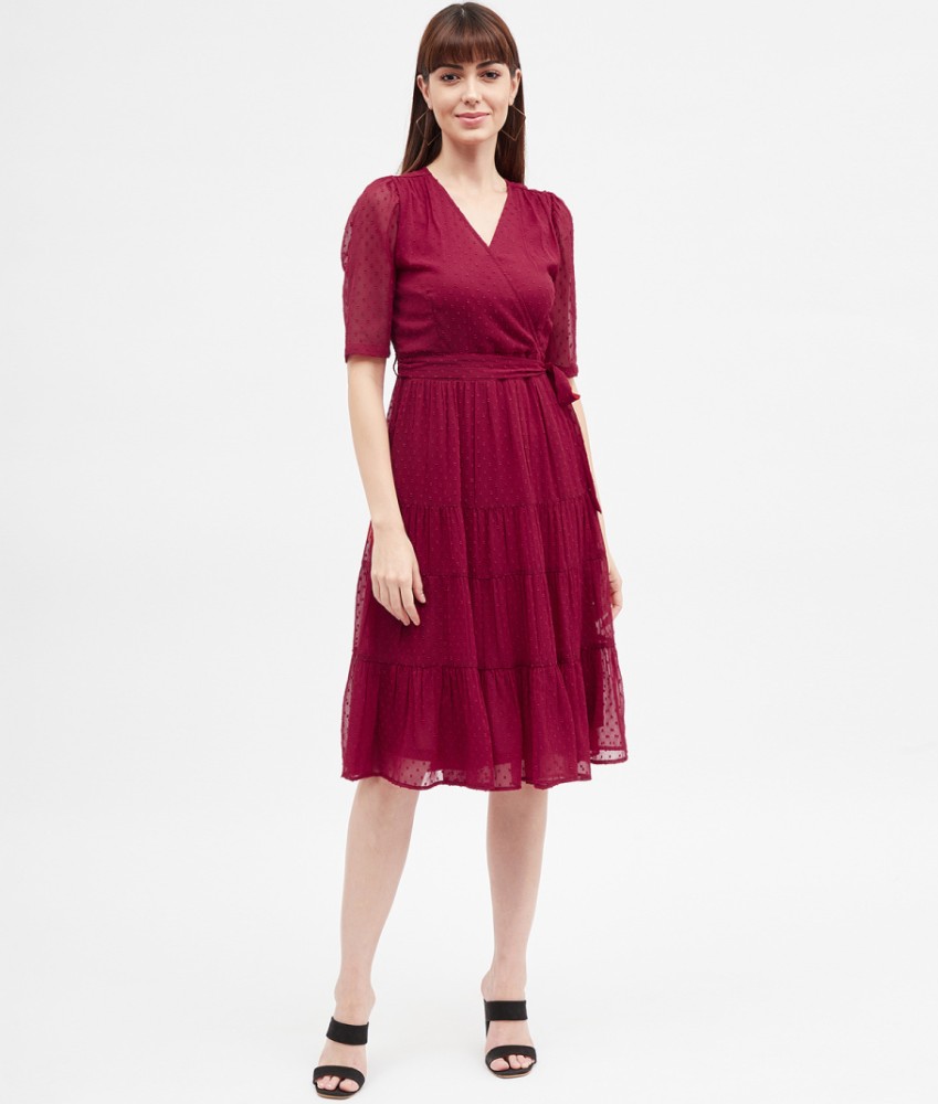 HARPA Women Fit and Flare Maroon Dress Buy HARPA Women Fit and Flare Maroon Dress Online at Best Prices in India Flipkart