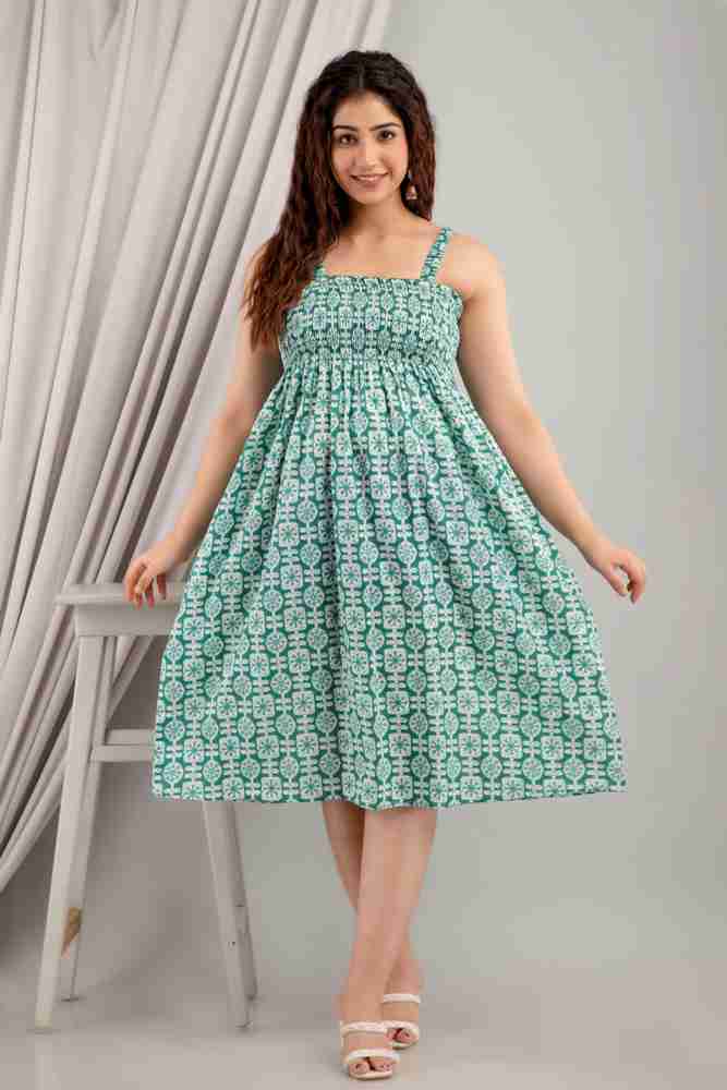 COTTON MULMUL STORE Women Ethnic Dress Green Dress Buy COTTON