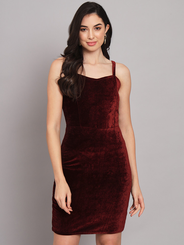 INFITROB Women Skater Maroon Above Knee/Mid Thigh Length Dress - Buy  INFITROB Women Skater Maroon Above Knee/Mid Thigh Length Dress Online at  Best Prices in India | Flipkart.com