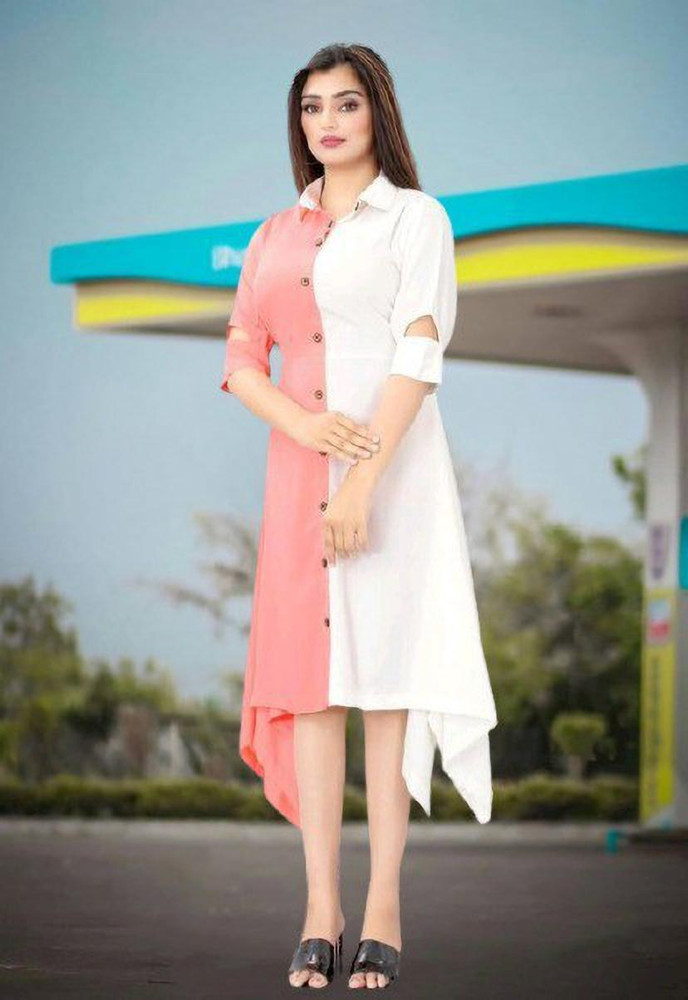 Pink and white cheap combination dress