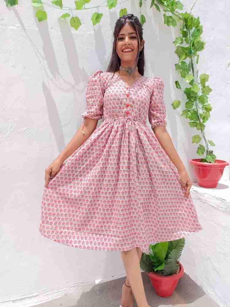 Pink cotton outlet frock