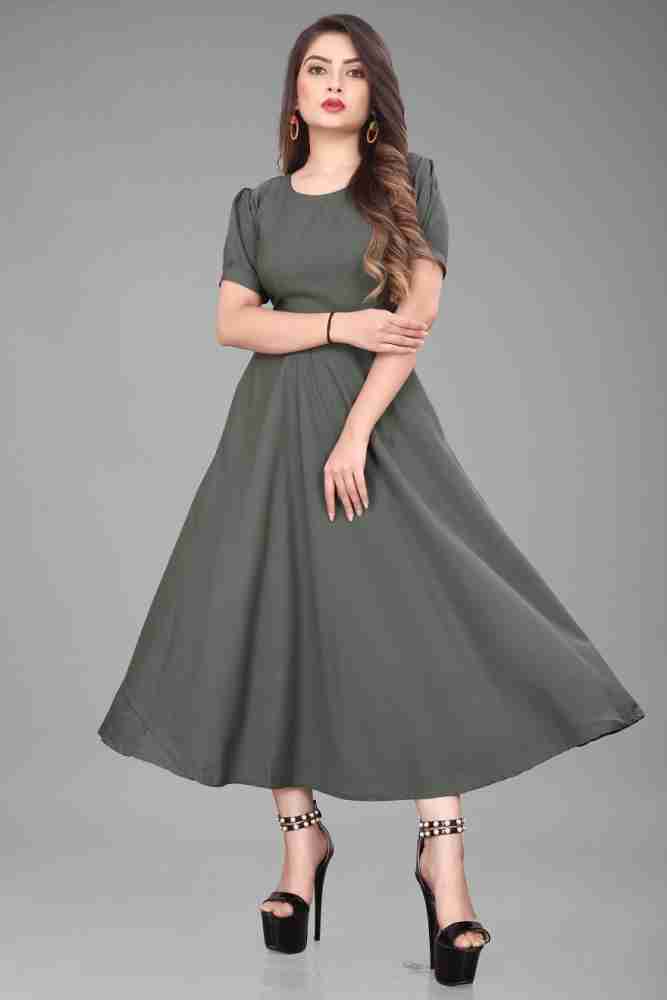 Simple grey cheap dress