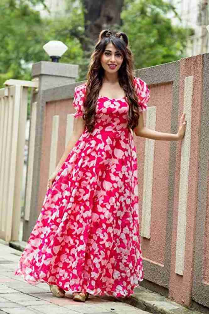 Long dress pink colour outlet
