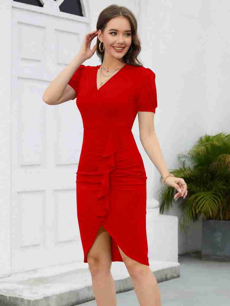 Buy OWN THE PARTY RED BODYCON DRESS for Women Online in India