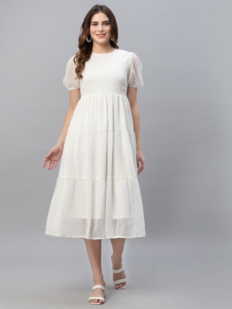 House Of Kkarma Women A-line White Dress - Buy House Of Kkarma Women A-line  White Dress Online at Best Prices in India