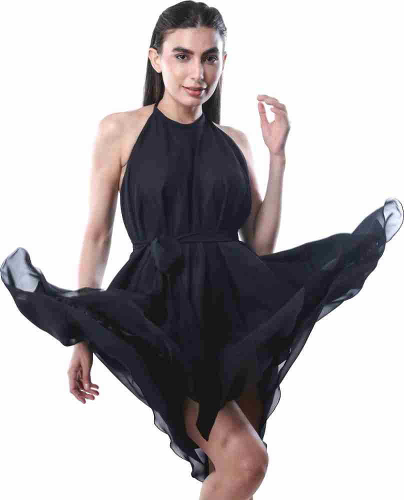 KIYOO Women A-line Black Dress - Buy KIYOO Women A-line Black Dress Online  at Best Prices in India