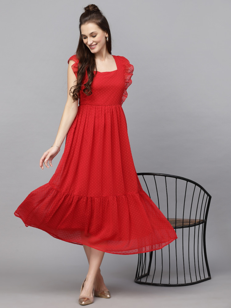 Red colour frock for ladies hotsell
