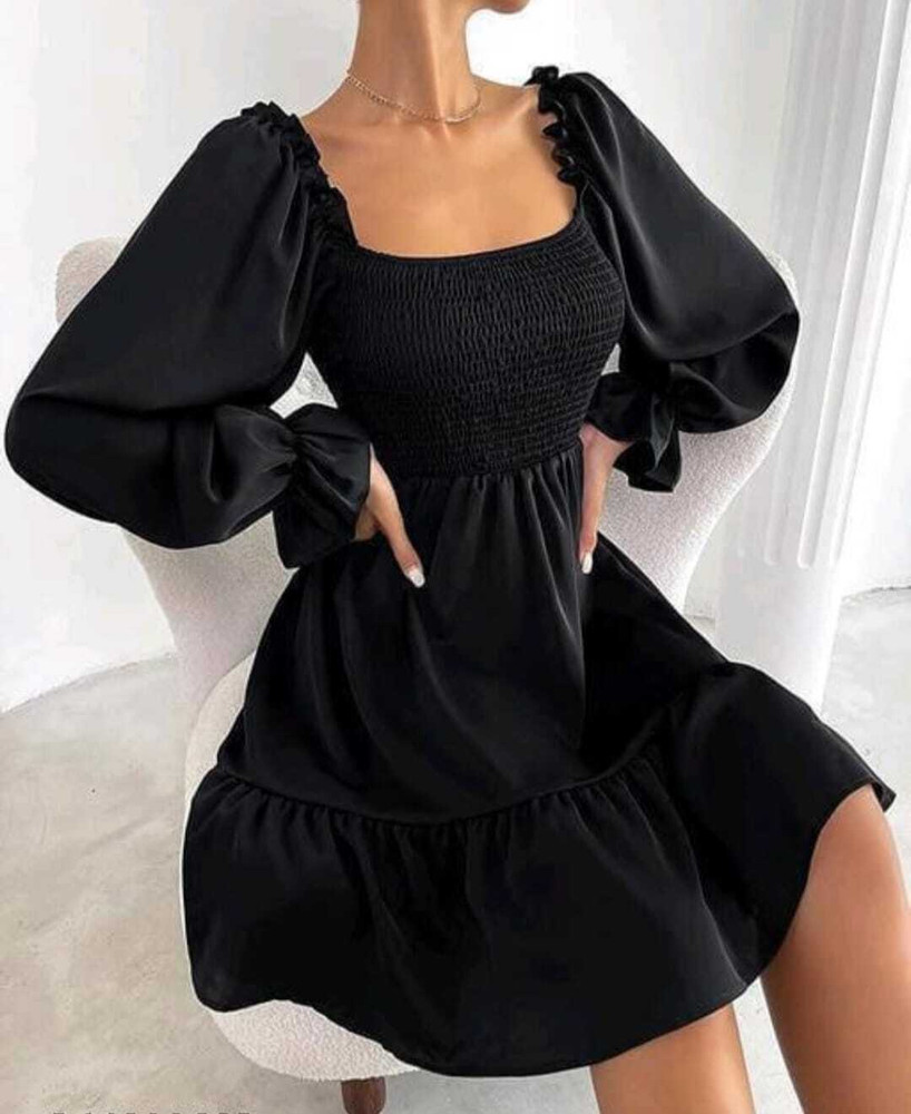 shoppinggullak Women A line Black Dress Buy shoppinggullak Women