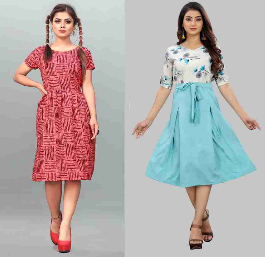 Modli 20 Fashion Women Fit and Flare Multicolor Dress