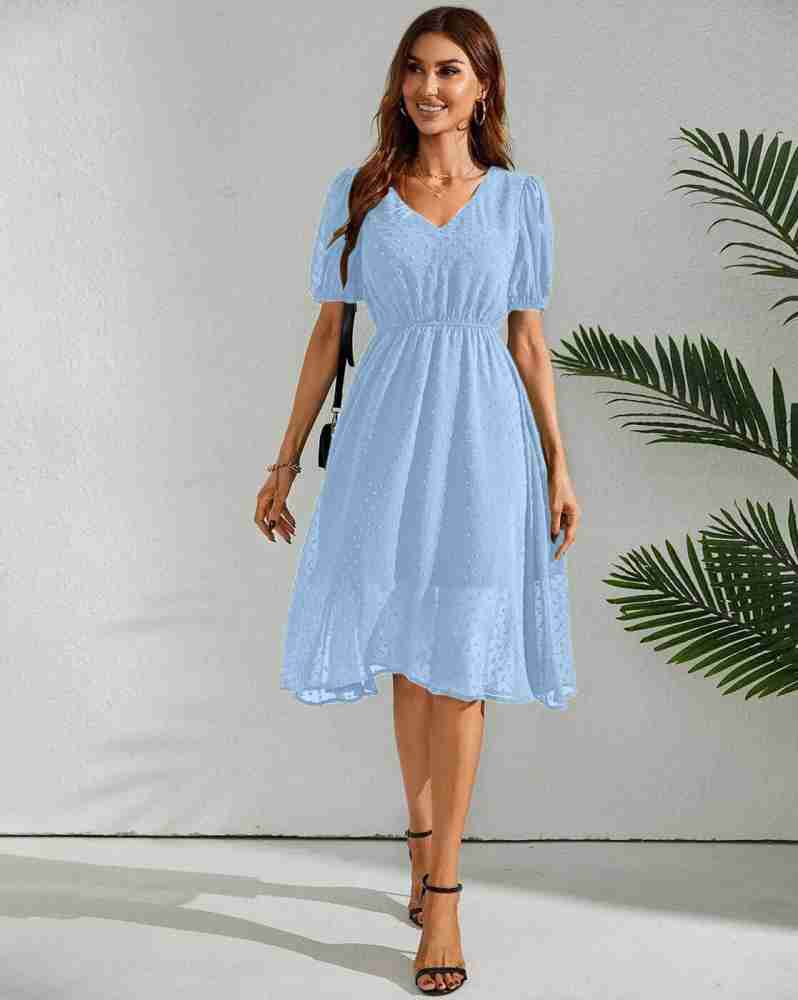 Freshta Fashion Women A-line Light Blue Dress - Buy Freshta Fashion Women  A-line Light Blue Dress Online at Best Prices in India