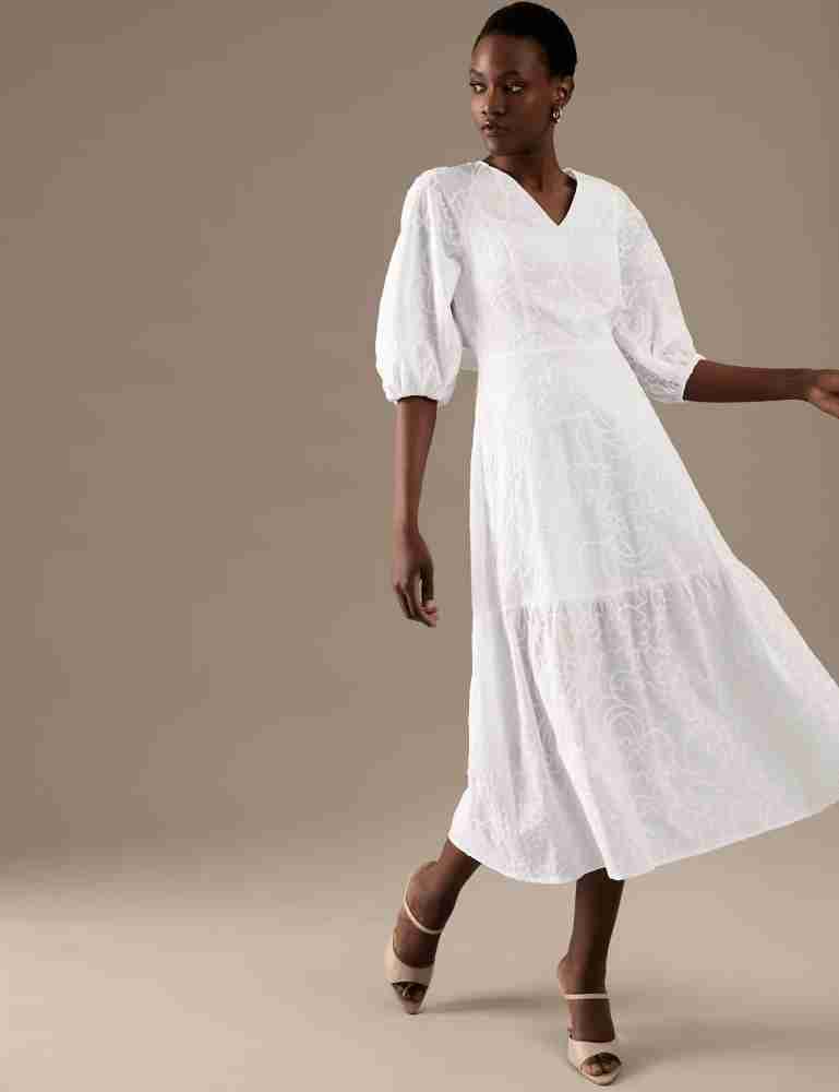 MARKS SPENCER Women Fit and Flare White Dress Buy MARKS SPENCER Women Fit and Flare White Dress Online at Best Prices in India Flipkart