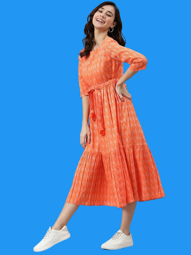 Orange colour one piece deals dress
