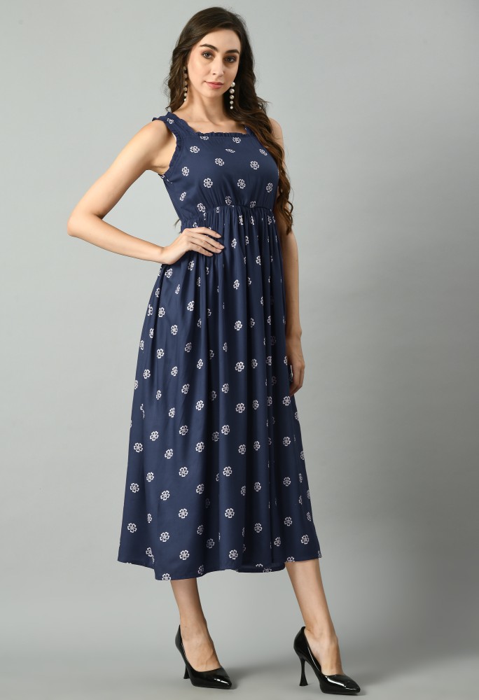 Daevish Women Maxi Blue Dress - Buy Daevish Women Maxi Blue Dress