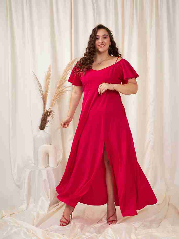 Plus size red maxi dress hot sale