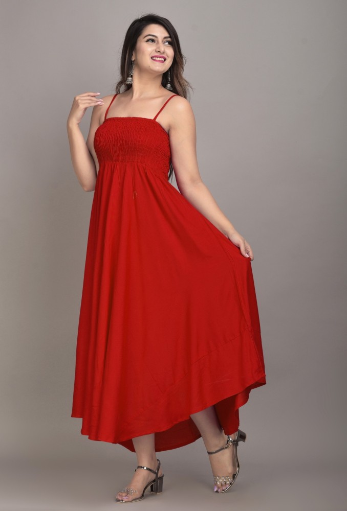 Red Flowy Maxi Dress X30141