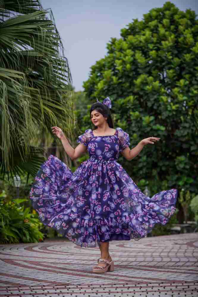 SAI FAB Women Gown Dark Blue Pink White Dress Buy SAI FAB