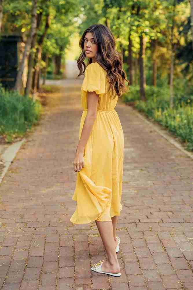 Golden top yellow dress