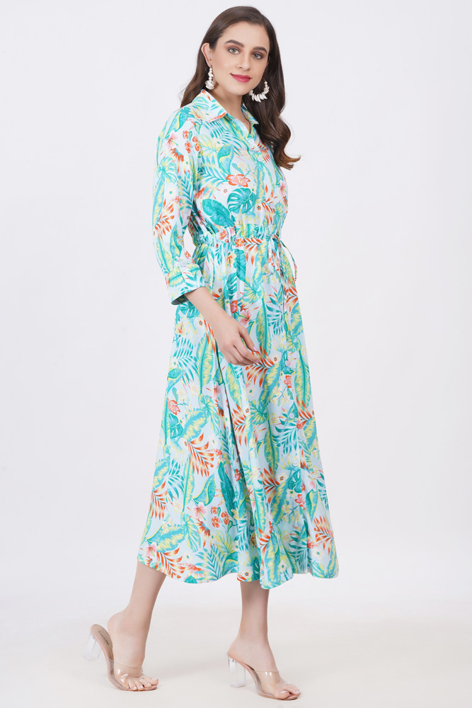 STYLE FACTOR Women Wrap Light Green White Dress Buy STYLE