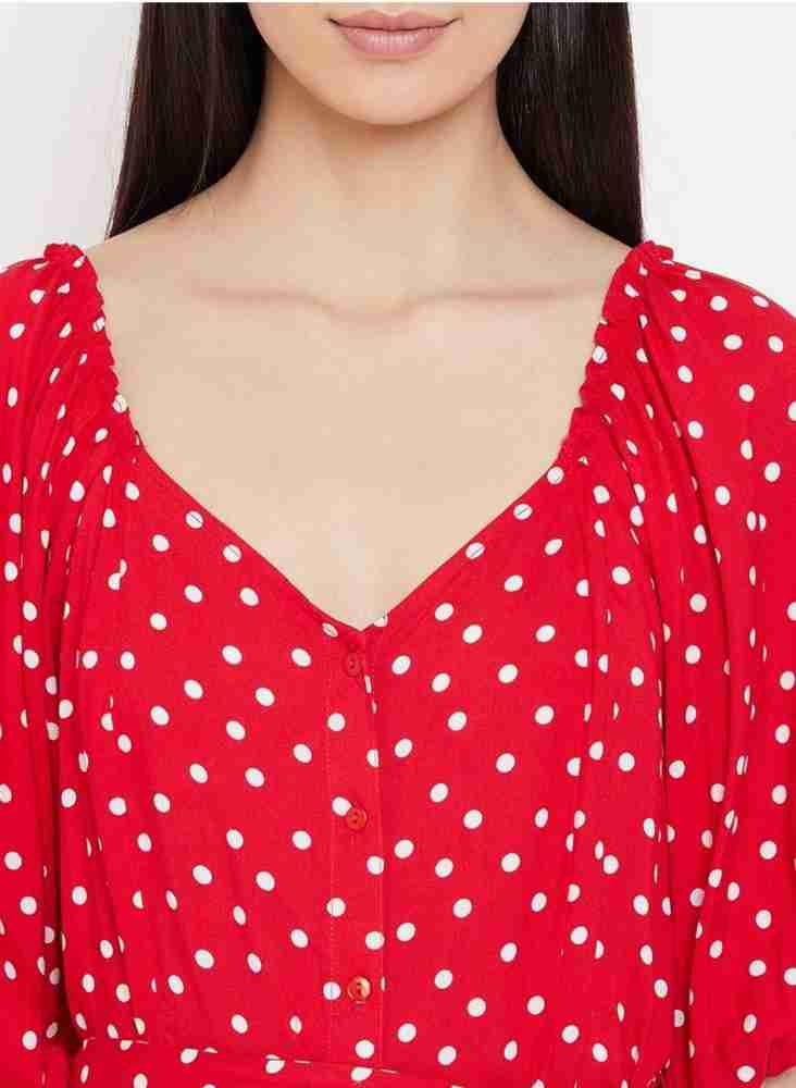 Polka dot Femella dress Women Fit and Flare Red Dress Buy Polka dot Femella dress Women Fit and Flare Red Dress Online at Best Prices in India Flipkart