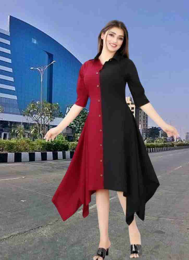 REYAN FASHION Women High Low Red Black Dress Buy REYAN FASHION Women High Low Red Black Dress Online at Best Prices in India Flipkart