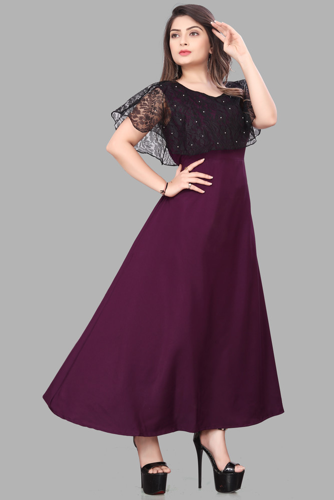 Purple colour cheap ladies dress