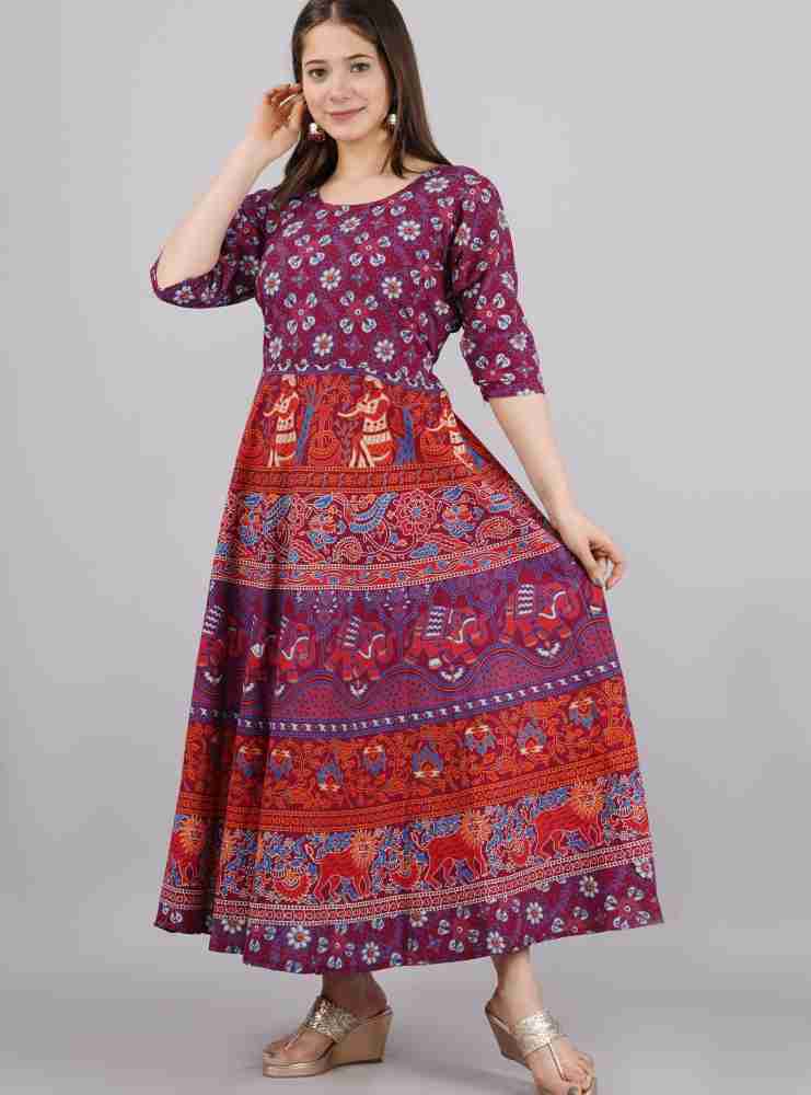 Buy Jaipuri Style Women's Cocktail Midi Dress (women in Dress  13_Multicolored_Free Size) at