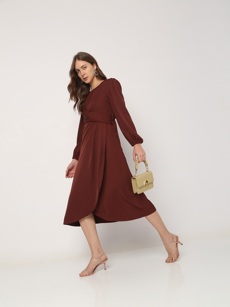 Aritzia Wilfred Lina Wrap Burgundy Midi outlet Dress Small