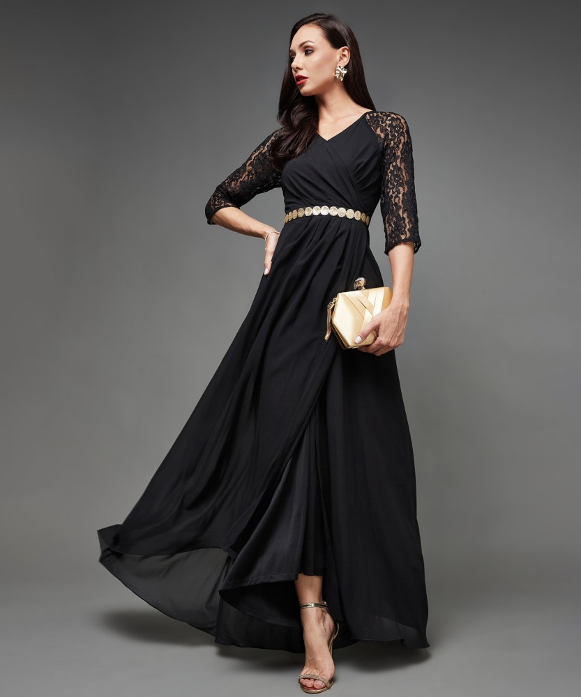 TUMMY Women Pleated Black Dress - Buy TUMMY Women Pleated Black Dress  Online at Best Prices in India