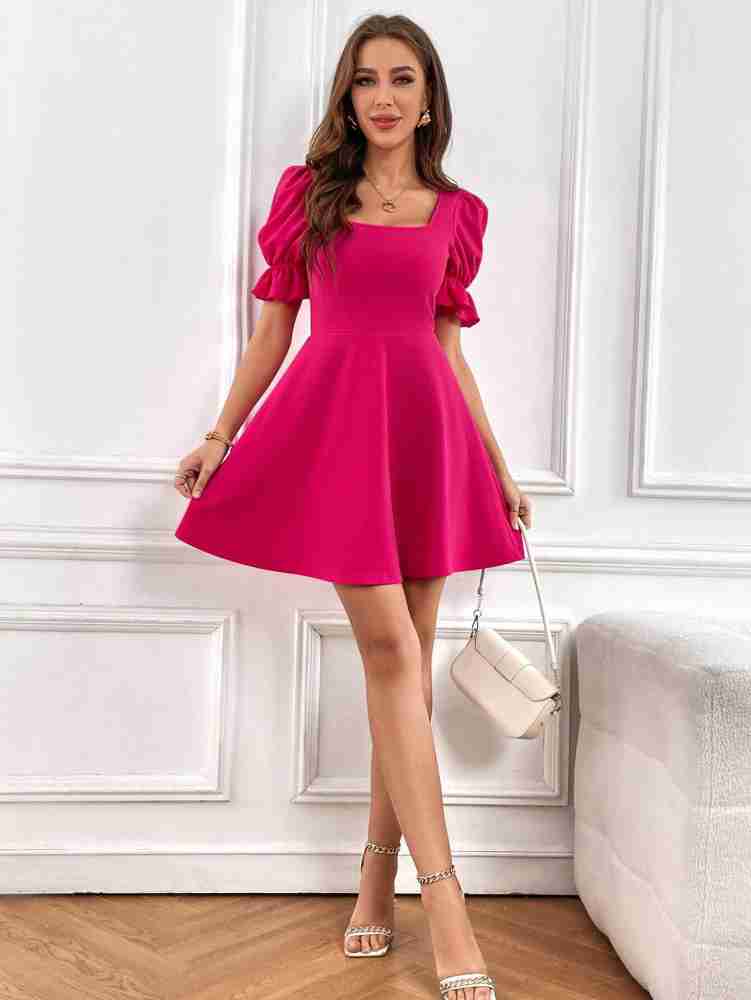 Pink colour best sale short dress