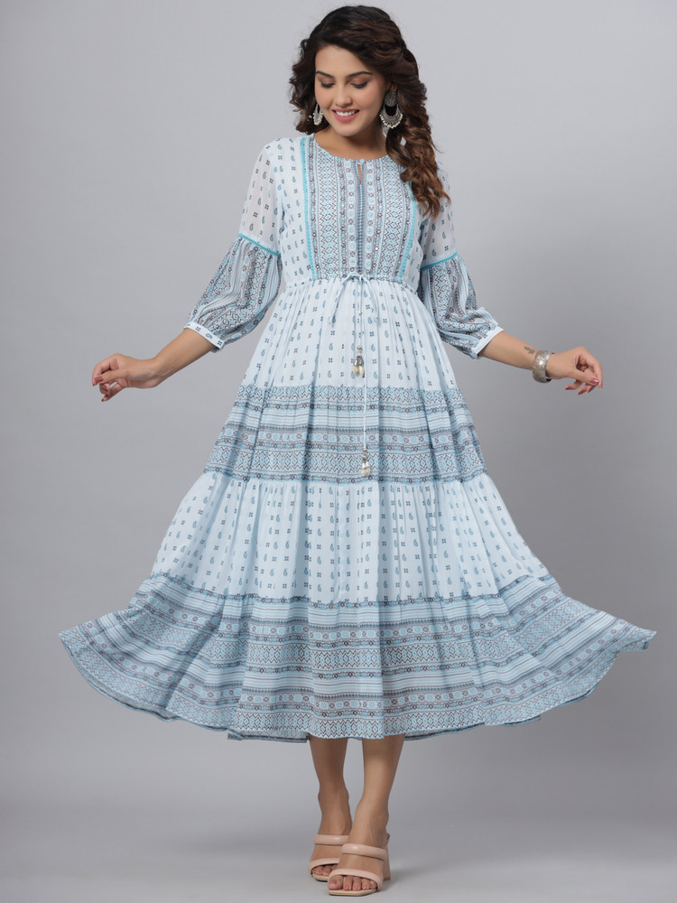 Juniper Women A line Light Blue Grey Dress Buy Juniper Women A line Light Blue Grey Dress Online at Best Prices in India Flipkart
