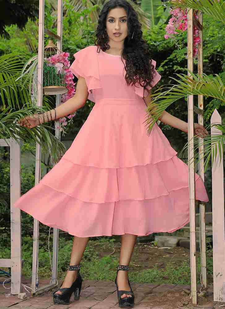welldonemall Women Pleated Pink Dress Buy welldonemall Women Pleated Pink Dress Online at Best Prices in India Flipkart