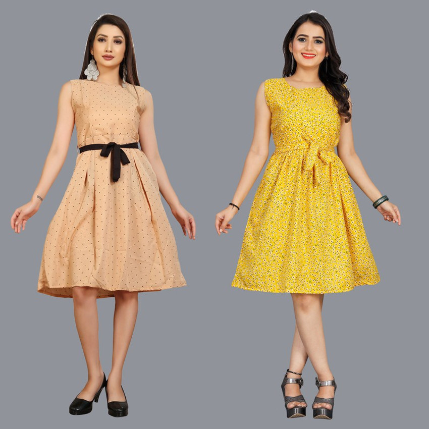 KAIZY CREATION Women Fit and Flare Yellow Dress Buy KAIZY CREATION Women Fit and Flare Yellow Dress Online at Best Prices in India Flipkart