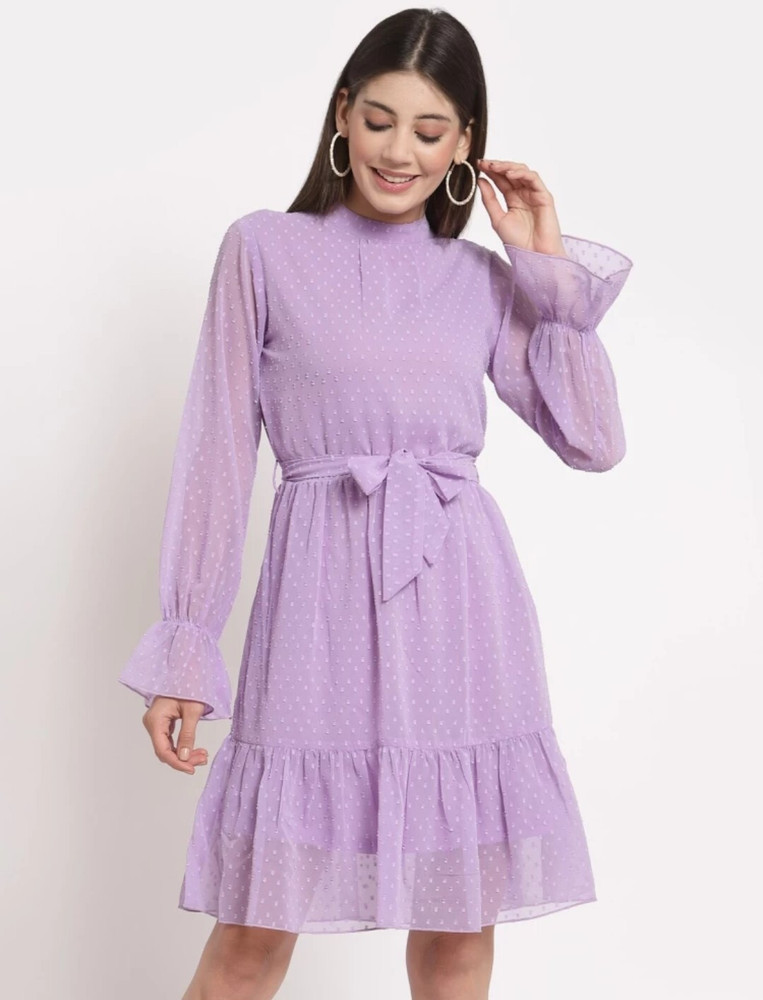 Purple skater dress hot sale long sleeve