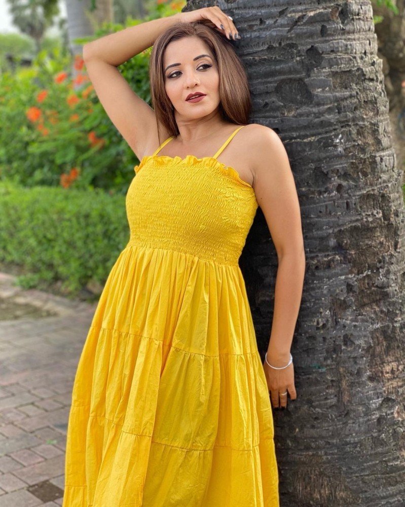 JAIMITI Women Tiered Yellow Dress Buy JAIMITI Women Tiered Yellow Dress Online at Best Prices in India Flipkart