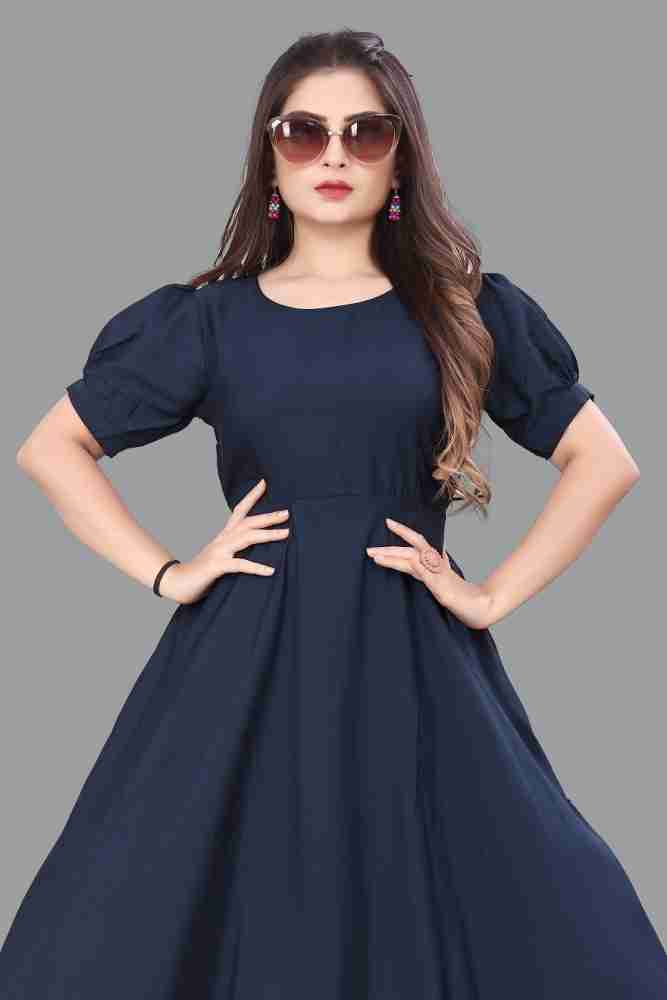 Dark blue shop frock design