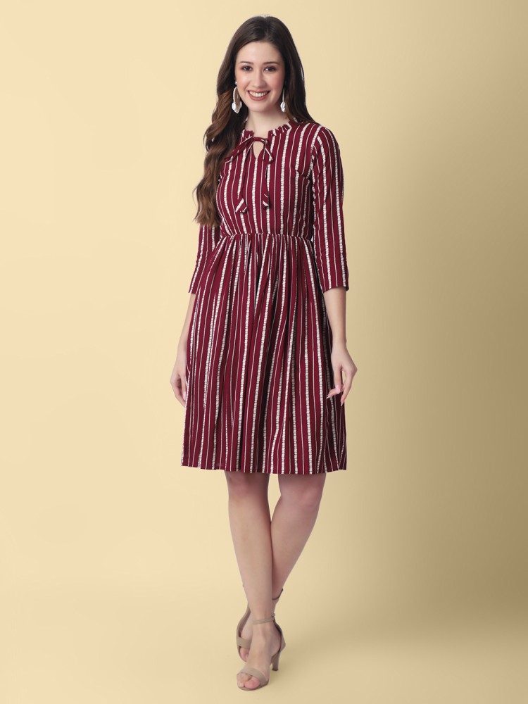 Maroon and hotsell white striped dress