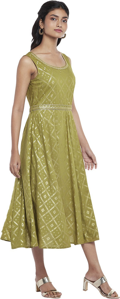 Akkriti by Pantaloons Women Fit and Flare Green Dress Buy