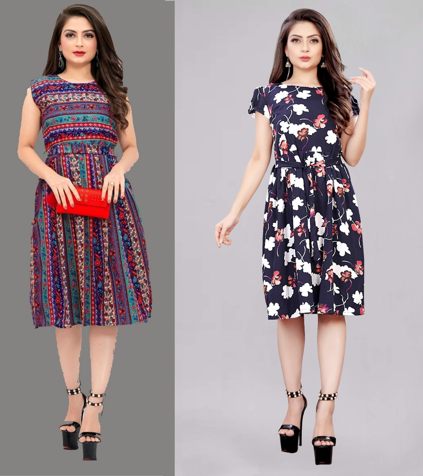 tanvi creation Women Fit and Flare Multicolor Dress Buy tanvi creation Women Fit and Flare Multicolor Dress Online at Best Prices in India Flipkart