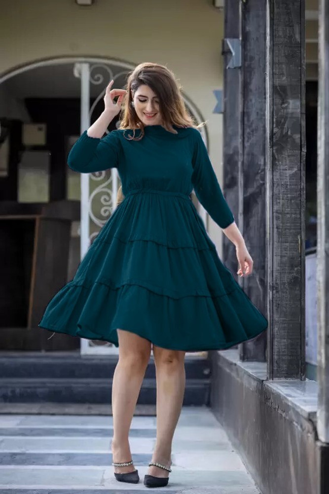 Pine green colour dress store