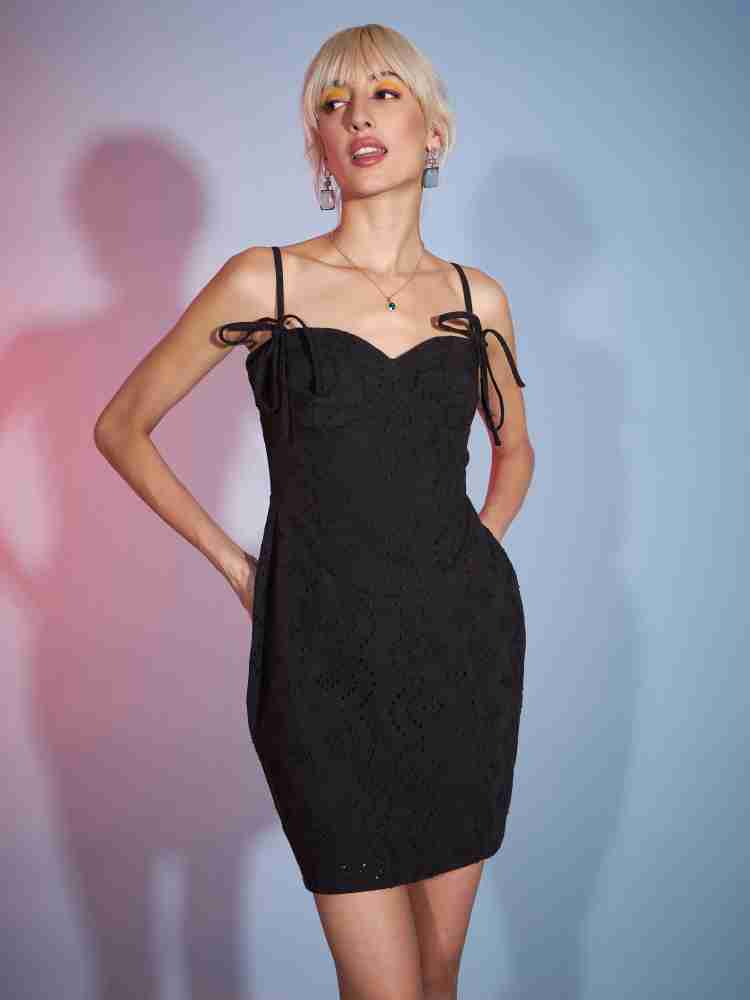 SASSAFRAS Women A-line Black Dress - Buy SASSAFRAS Women A-line Black Dress  Online at Best Prices in India